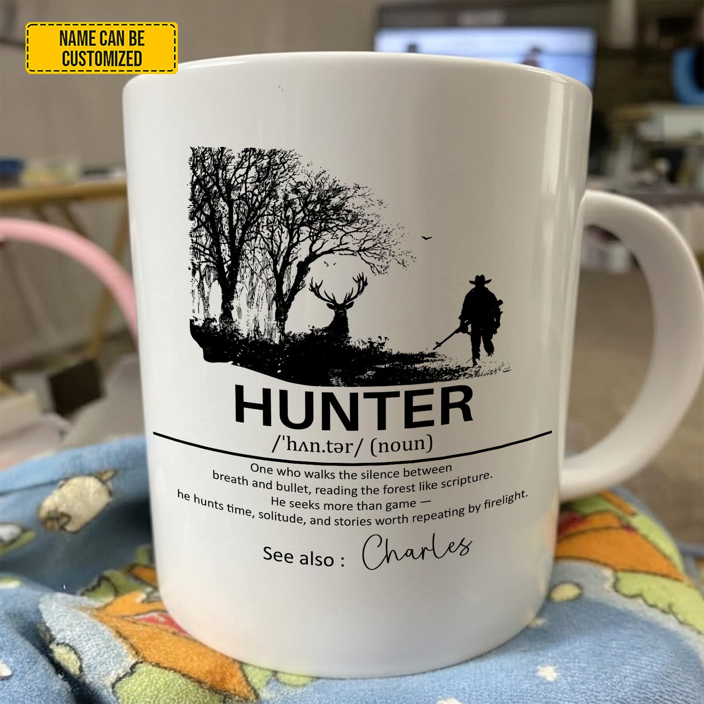 Personalized Gift for Hunters - Custom Name Definition White Mug