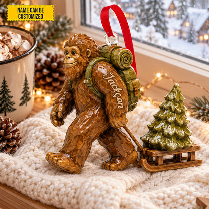 Custom Bigfoot Christmas Ornament, Personalized Sasquatch Hanging Decoration