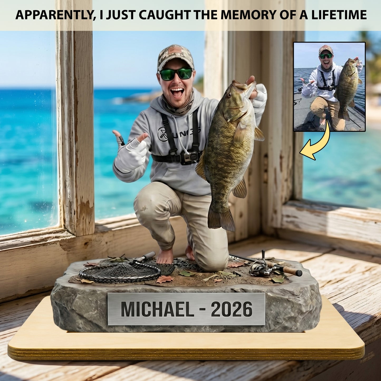 "The Catch of a Lifetime" – Personalized Wooden Plaque
