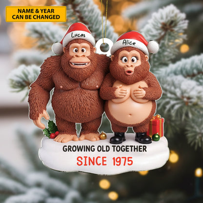 Growing Old in the Wild – Personalized Bigfoot Couple Ornament