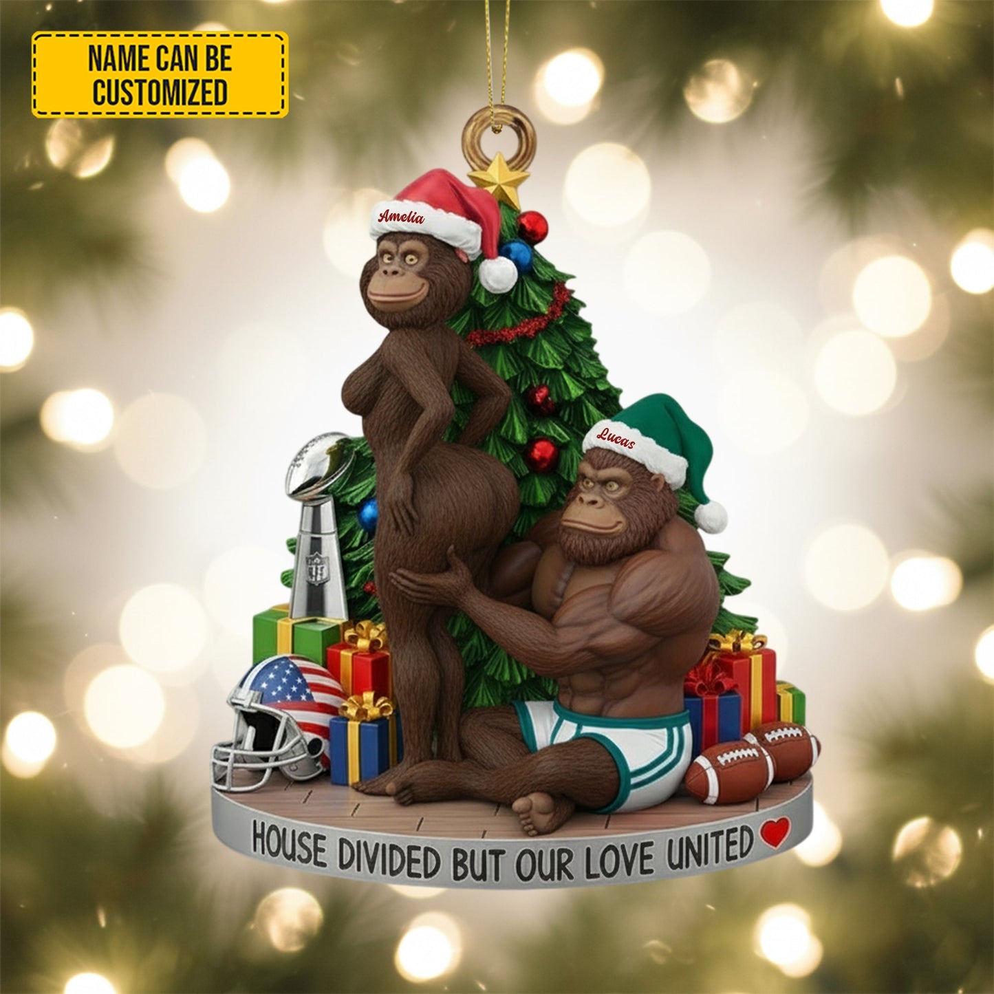 Bigfoot Couple Ornament – Personalized Funny Christmas Gift