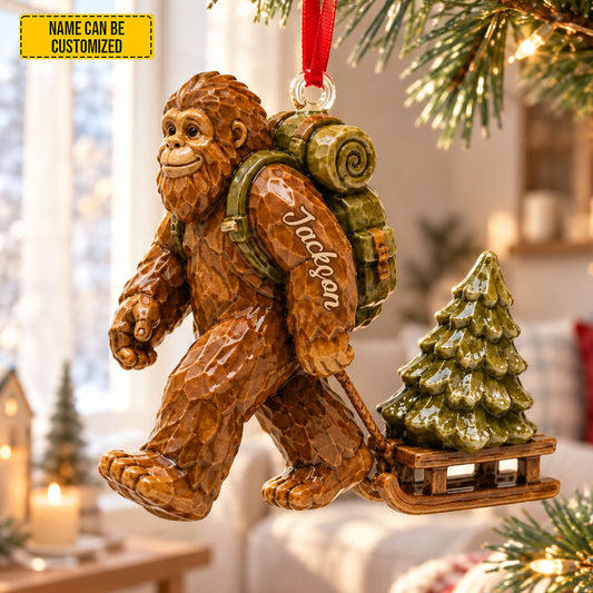 Custom Bigfoot Christmas Ornament, Personalized Sasquatch Hanging Decoration