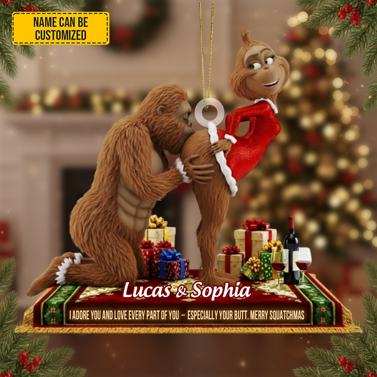 Bigfoot Couple Ornament – Personalized Funny Christmas Gift