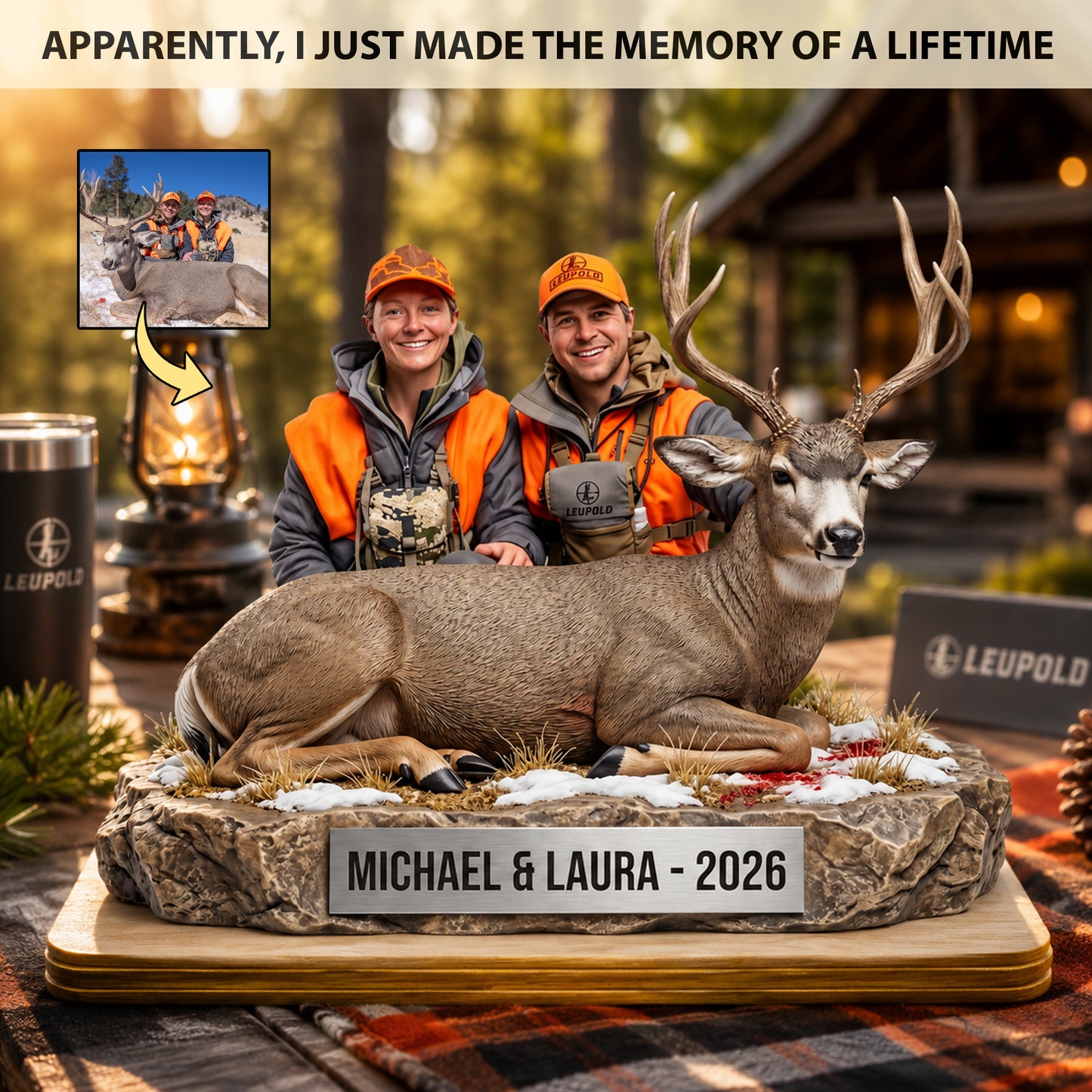 "Custom Hunter & Trophy Replica" – Personalized Wooden Plaque