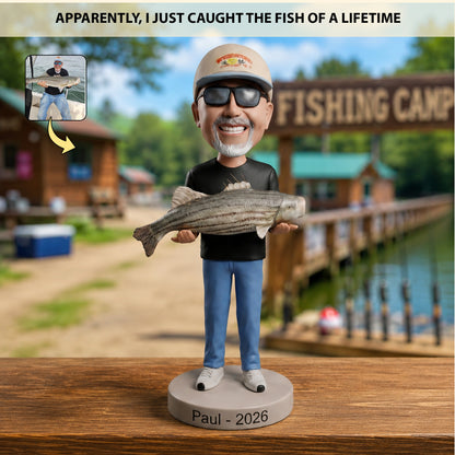 Catch Of A Lifetime – Personalized Fishing Photo Big Head Caricature Acrylic Plaque