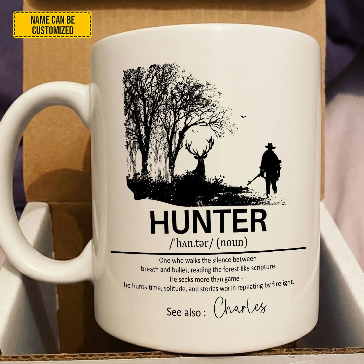 Personalized Gift for Hunters - Custom Name Definition White Mug