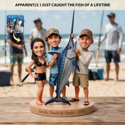 Catch Of A Lifetime – Personalized Fishing Photo Big Head Caricature Acrylic Plaque