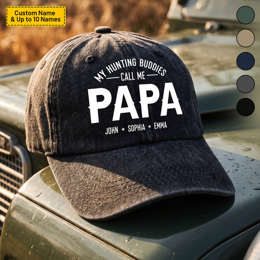 My Hunting Buddies Call Me Papa - Personalized Hunting Denim Cap