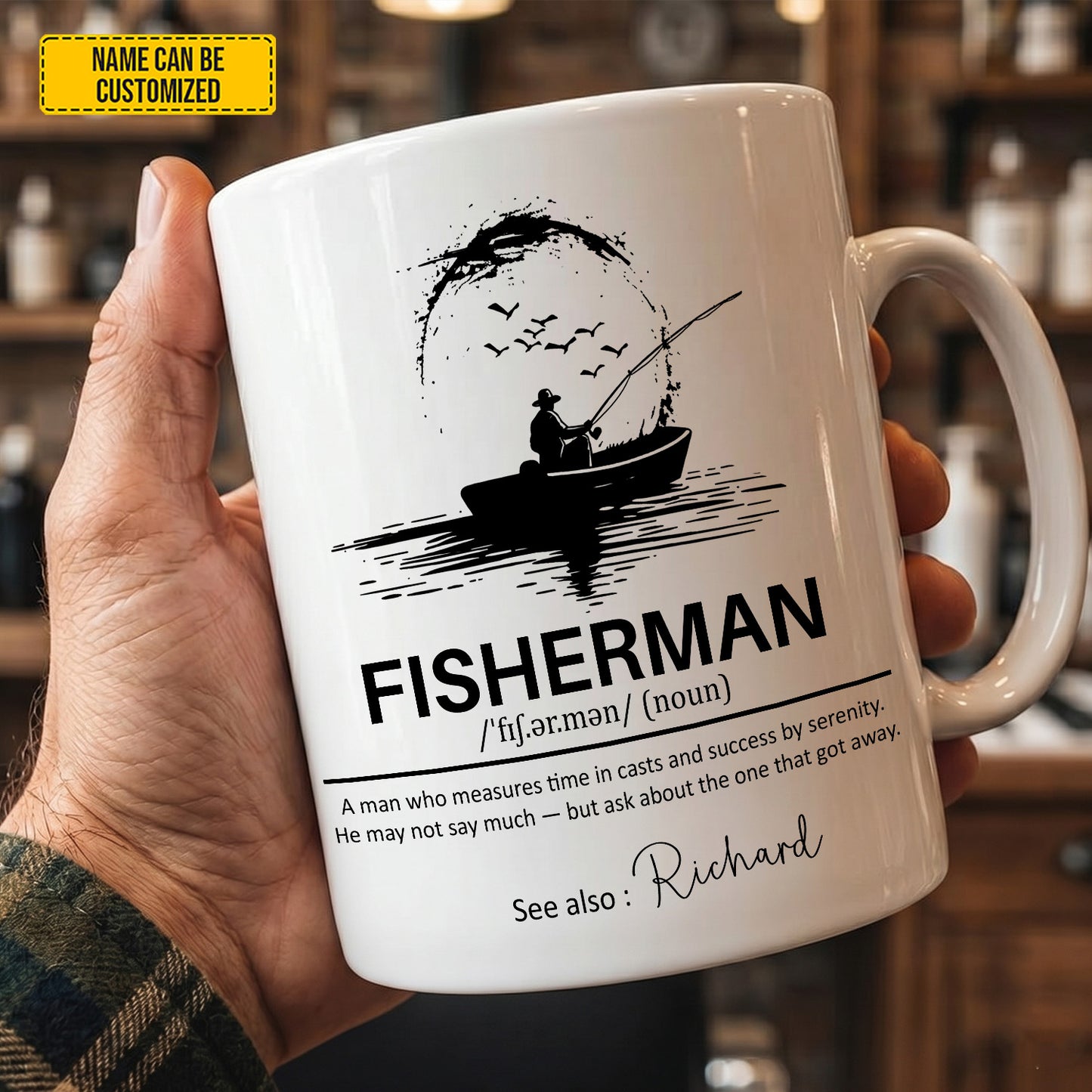 Personalized "Fisherman" Meaning Mug for Dad / Husband White Mug