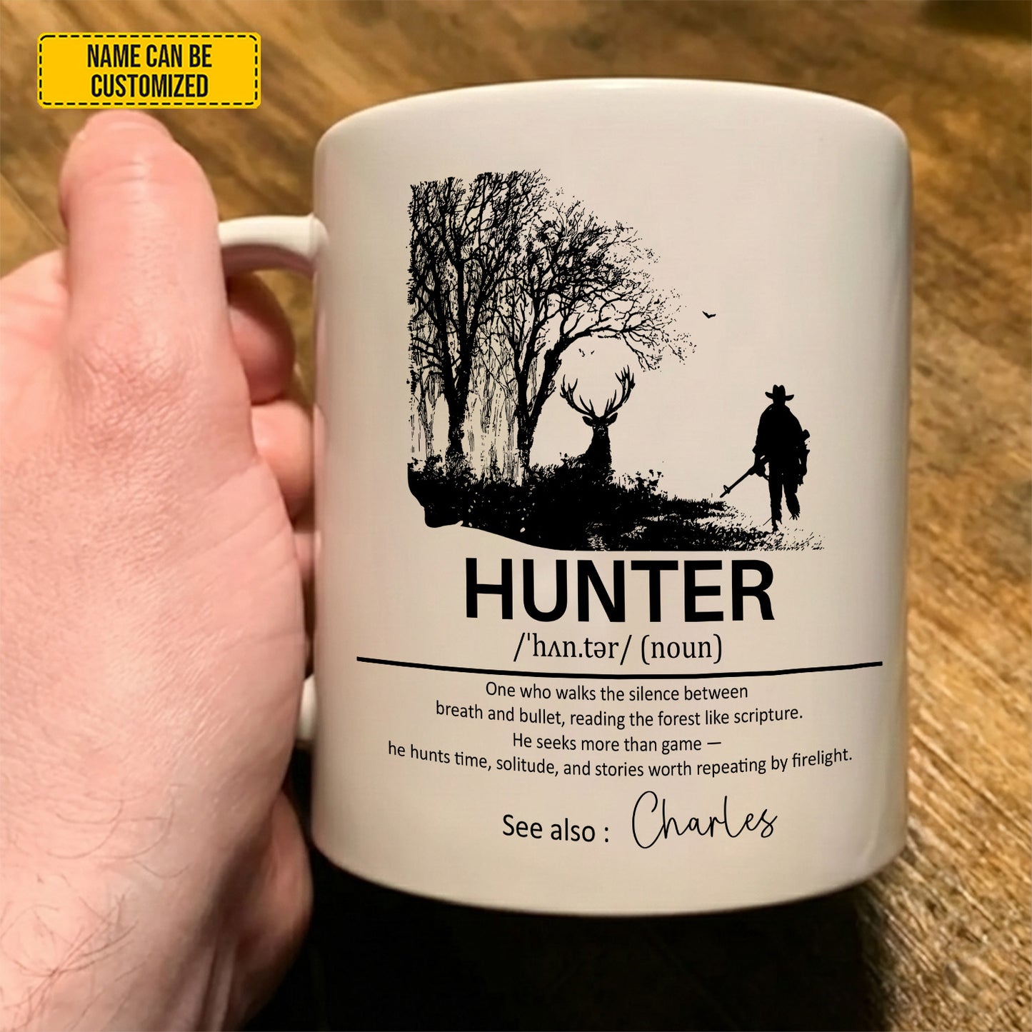 Personalized Gift for Hunters - Custom Name Definition White Mug