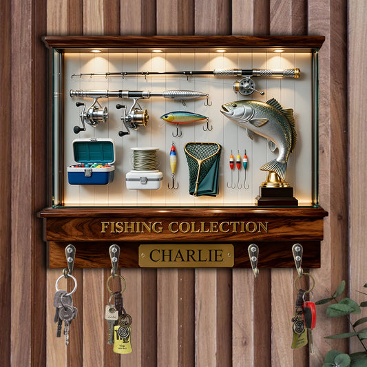 Love Fishing - Personalized Fishing Custom Shaped Hanging Rack