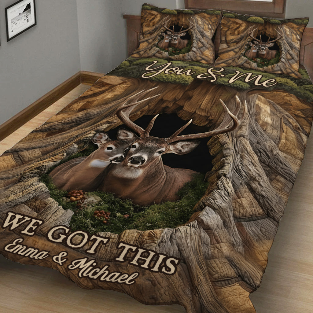 You & Me Deer Couple – Personalized Cozy Quilted Bedding Set