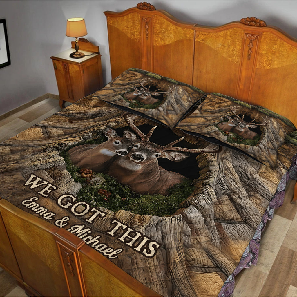You & Me Deer Couple – Personalized Cozy Quilted Bedding Set