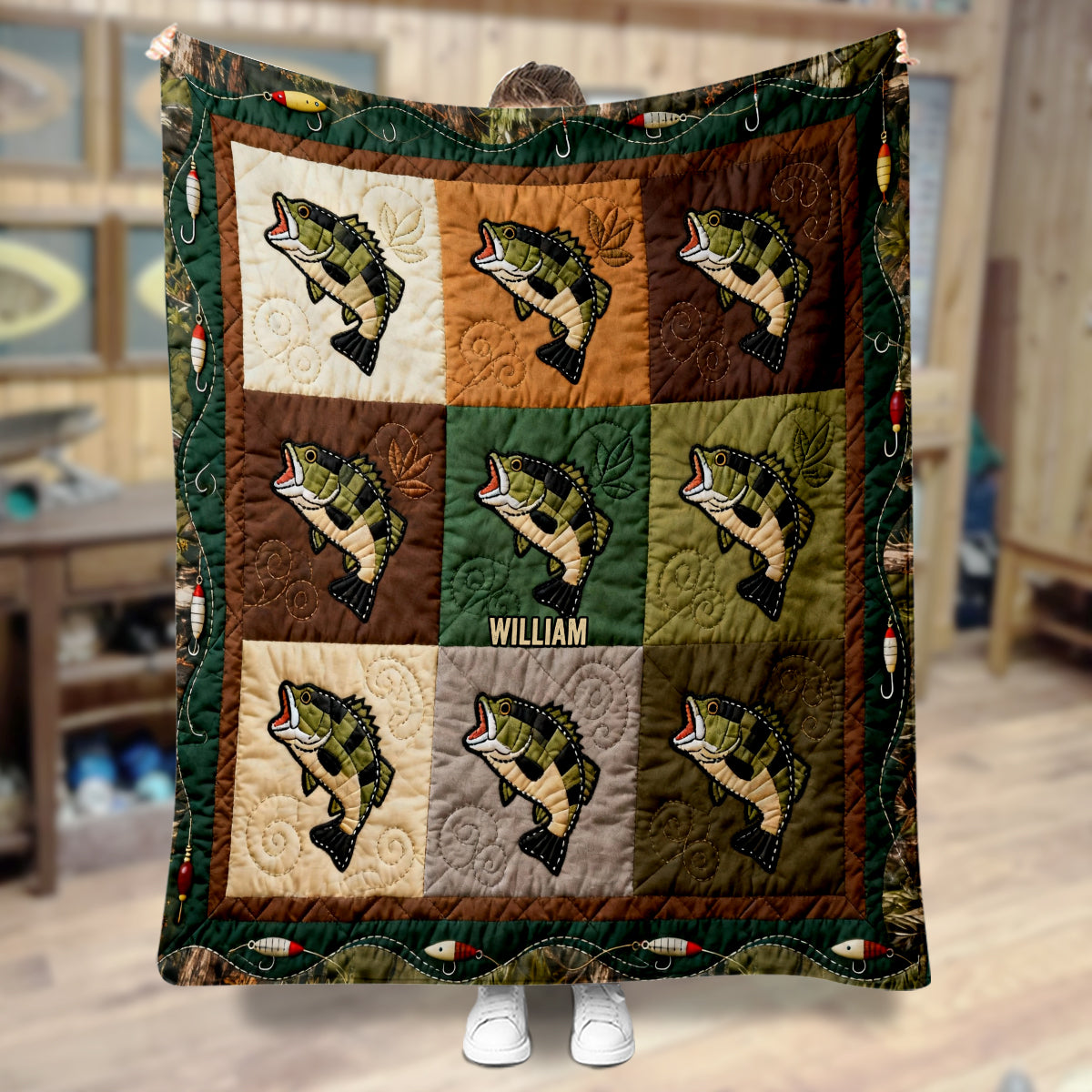 Love Fishing - Personalized Fishing Quilt Blanket