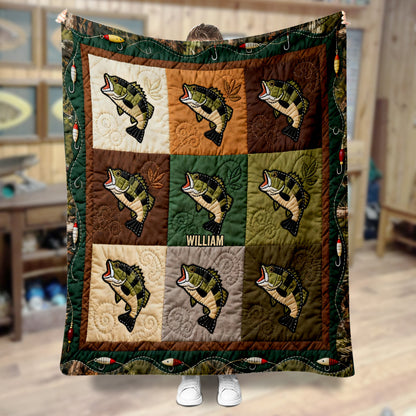 Love Fishing - Personalized Fishing Quilt Blanket