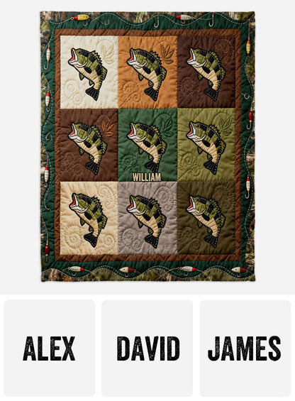 Love Fishing - Personalized Fishing Quilt Blanket