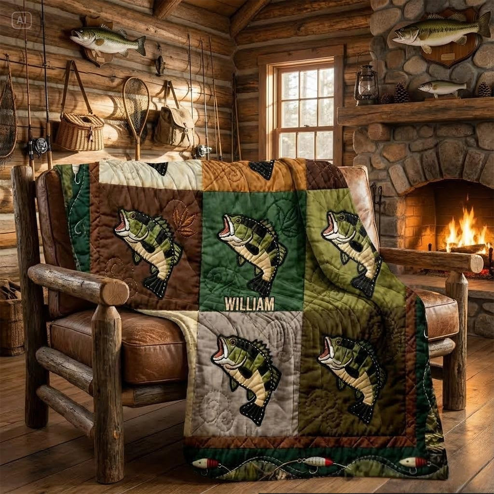 Love Fishing - Personalized Fishing Quilt Blanket