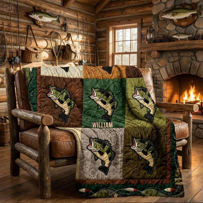 Love Fishing - Personalized Fishing Quilt Blanket