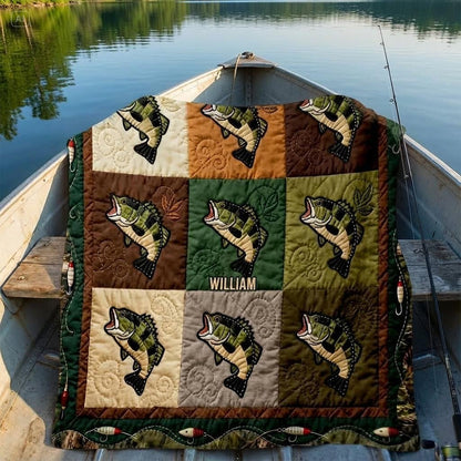 Love Fishing - Personalized Fishing Quilt Blanket