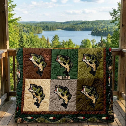 Love Fishing - Personalized Fishing Quilt Blanket