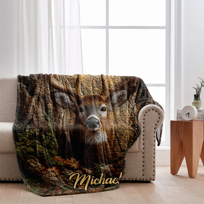 Woodland Deer Majesty – Personalized Hunting Quilt Blanket
