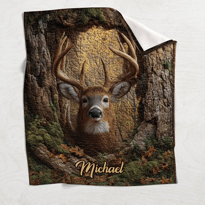 Woodland Deer Majesty – Personalized Hunting Quilt Blanket