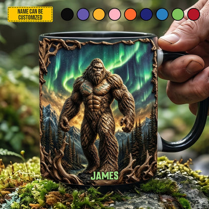 The Legend Beneath The Northern Lights – Personalized Bigfoot Accent Mug