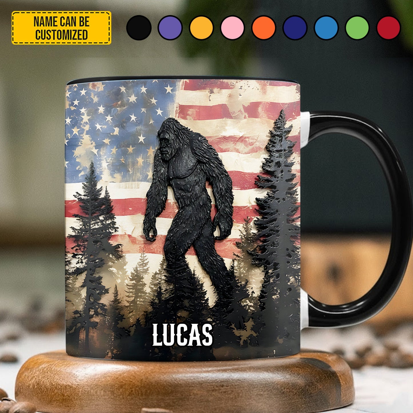 Patriotic Bigfoot - Personalized Bigfoot Accent Mug
