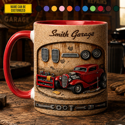 Personalized Vintage Hot Rod Garage Accent Mug