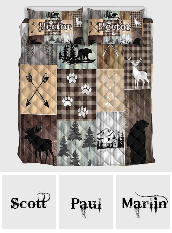 Rustic Woodland Hunter – Personalized Quilt Bedding Set