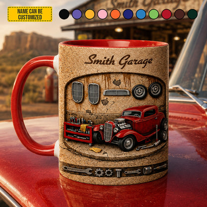Personalized Vintage Hot Rod Garage Accent Mug