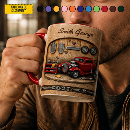 Personalized Vintage Hot Rod Garage Accent Mug