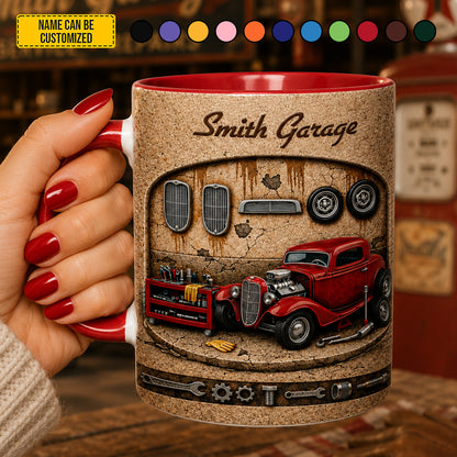 Personalized Vintage Hot Rod Garage Accent Mug