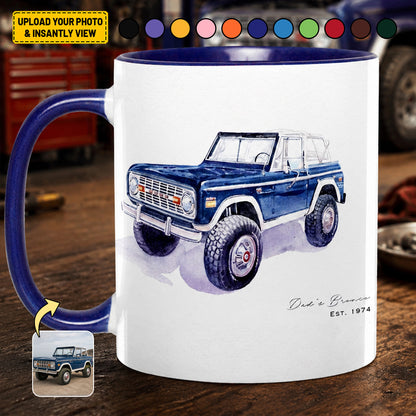 Personalized Custom Photo Car Watercolor Accent Mug