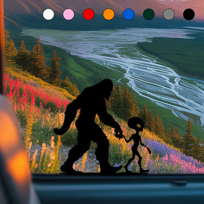Bigfoot and Alien Sticker