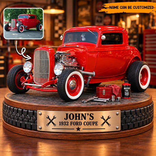 Personalized Classic Car Display Acrylic Plaque – Custom Photo & Name, Keepsake Gift for Car Lovers