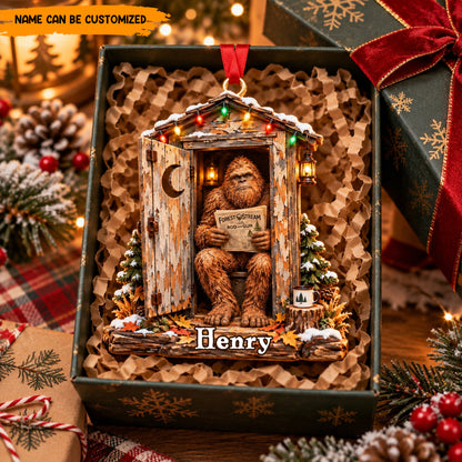 Bigfoot Outhouse – Personalized Funny Christmas Ornament