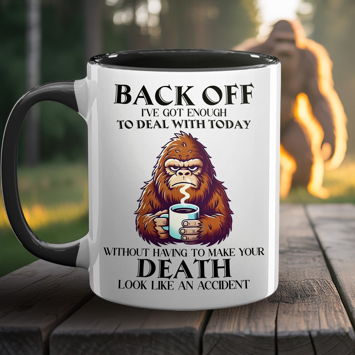 Personalized Bigfoot Legend In Trees Accent Mug