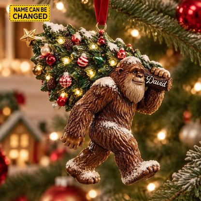 Funny Bigfoot Christmas Tree Ornament – Personalized Sasquatch Holiday Decor & Gift