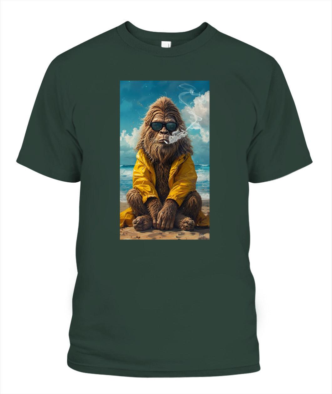 Too Cool To Squatch – Retro Bigfoot Beach Shirt