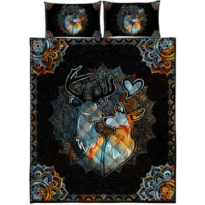 Hunting Buck And Doe Quilt Bed Set