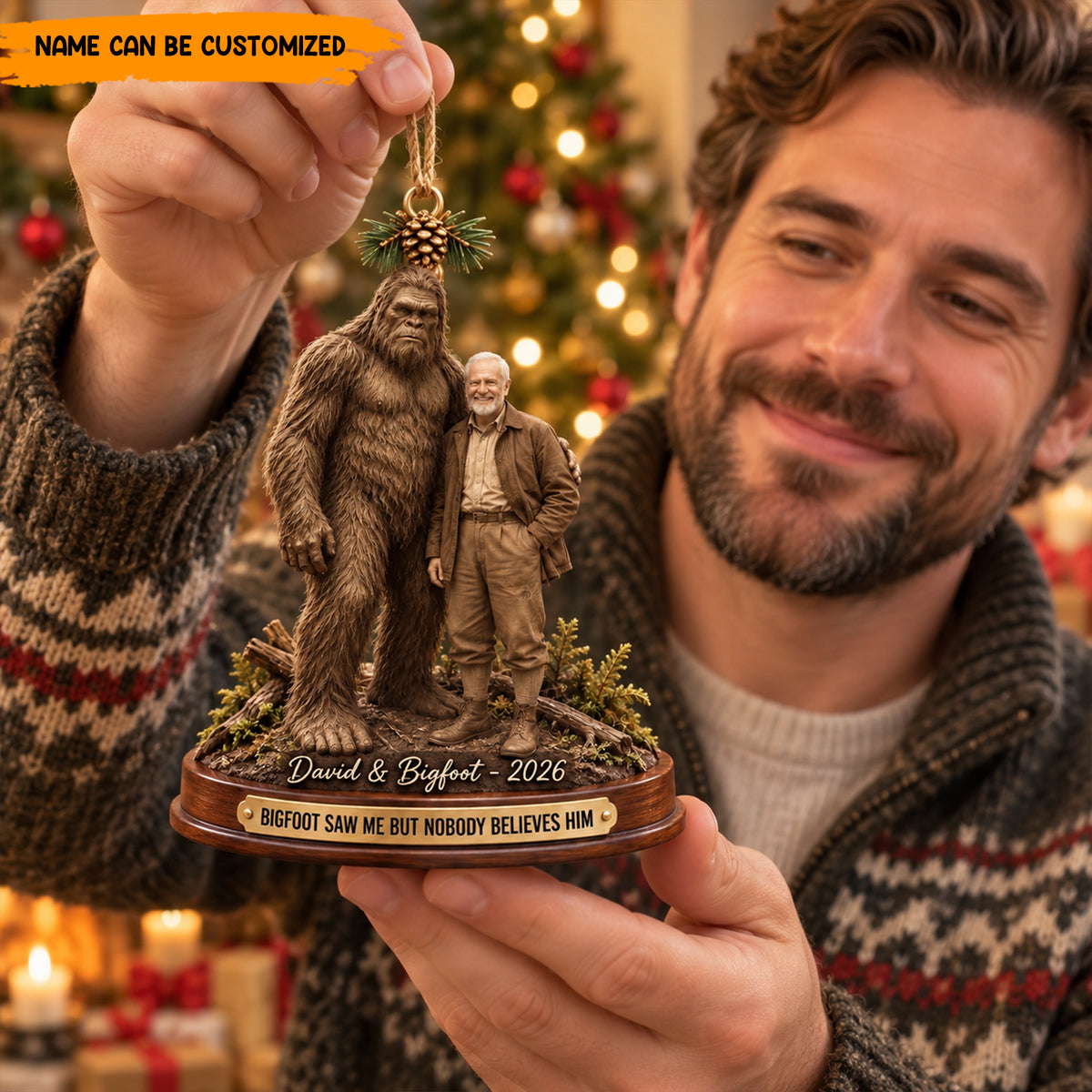 Bigfoot Saw Me – Personalized Bigfoot Christmas Ornament