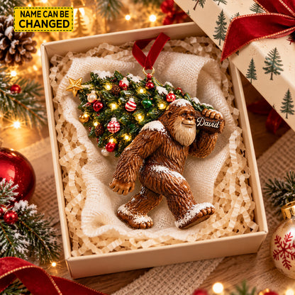 Funny Bigfoot Christmas Tree Ornament – Personalized Sasquatch Holiday Decor & Gift
