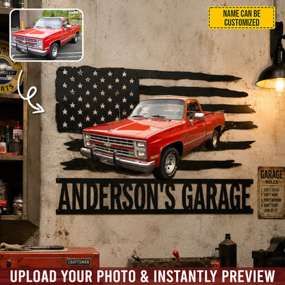 American Pride Garage – Personalized Photo Car Metal Sign