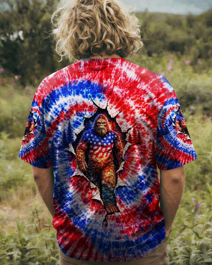 BIGFOOT RED WHITE AND BLUE SWIRL ALL OVER PRINT SHIRT