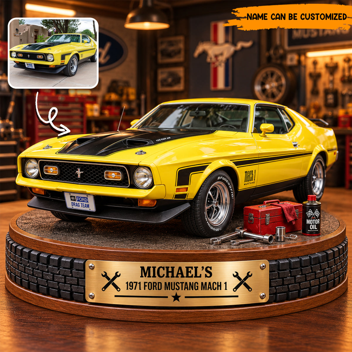 Personalized Classic Car Display Acrylic Plaque – Custom Photo & Name, Keepsake Gift for Car Lovers
