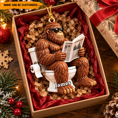 Bigfoot Bathroom Break – Personalized Funny Christmas Ornament