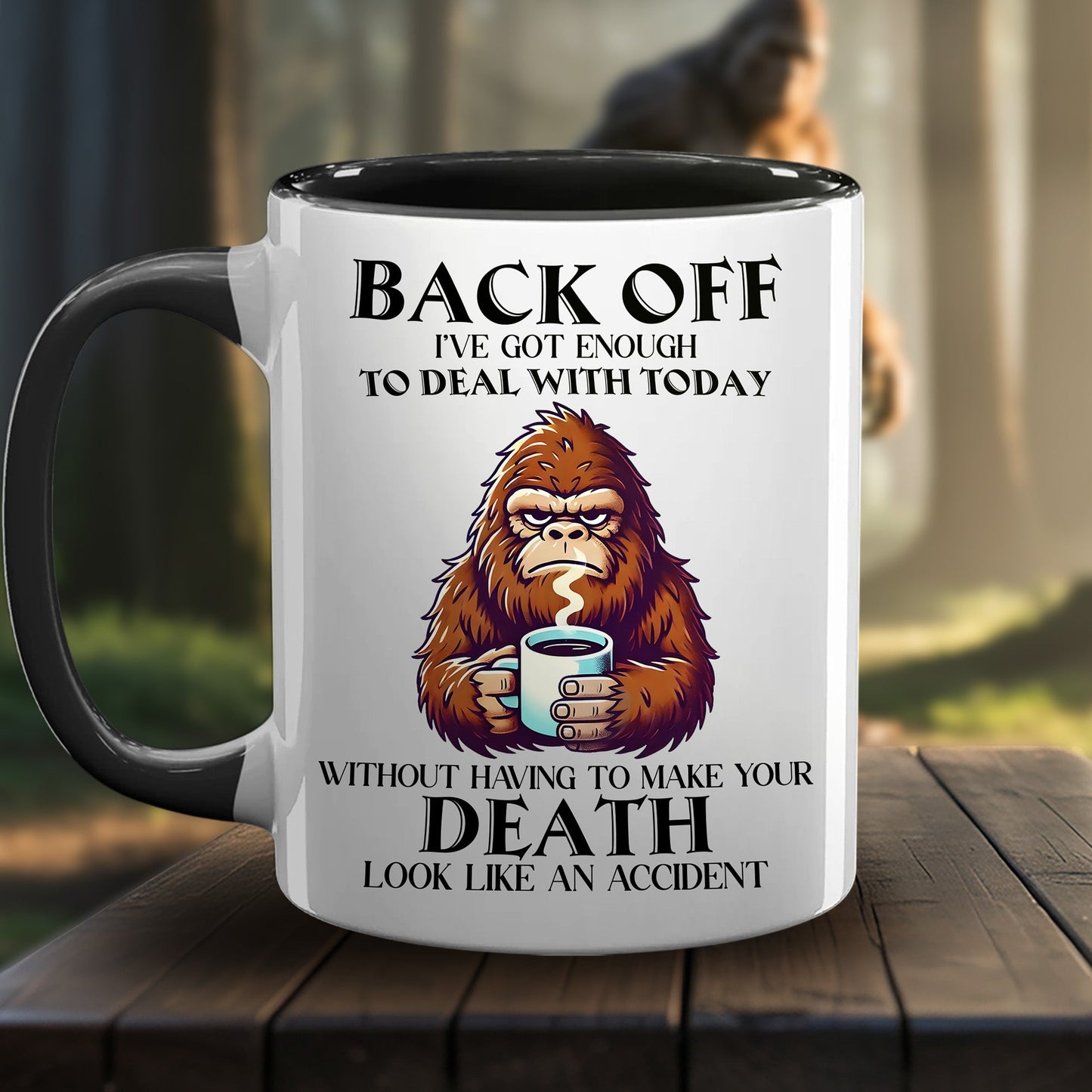 Personalized Bigfoot Legend In Trees Accent Mug