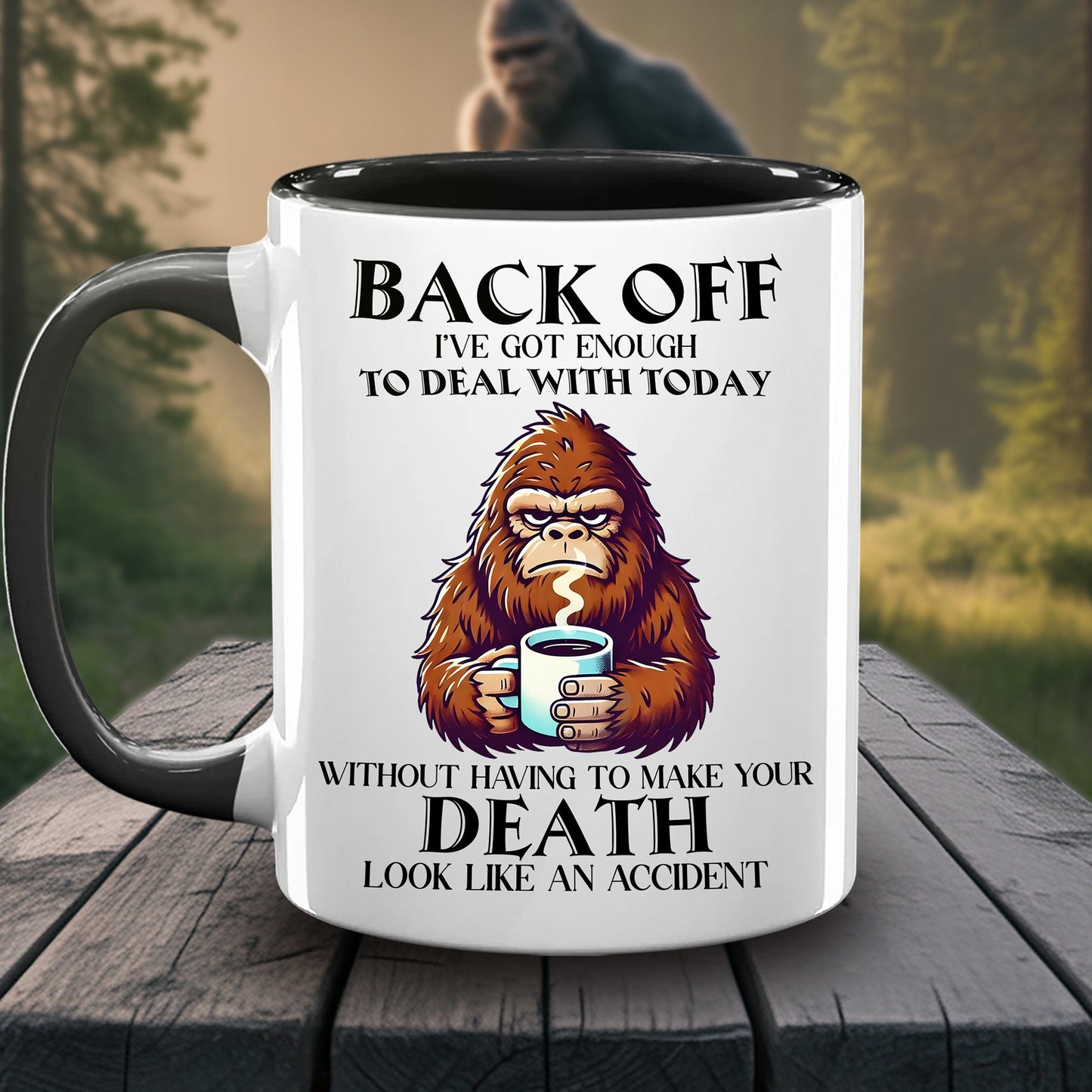 Personalized Bigfoot Legend In Trees Accent Mug