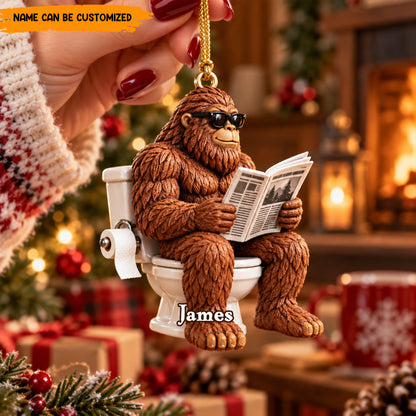 Bigfoot Bathroom Break – Personalized Funny Christmas Ornament